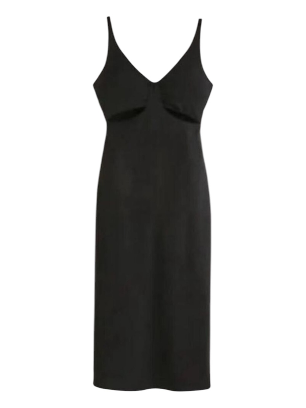 Abercrombie & Fitch Black Midi with Spaghetti Straps & Subtle Front Cut-Outs XS